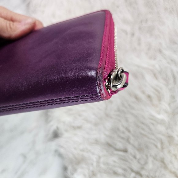 Coach Purple Smooth Leather Long Wallet - Picture 3 of 9